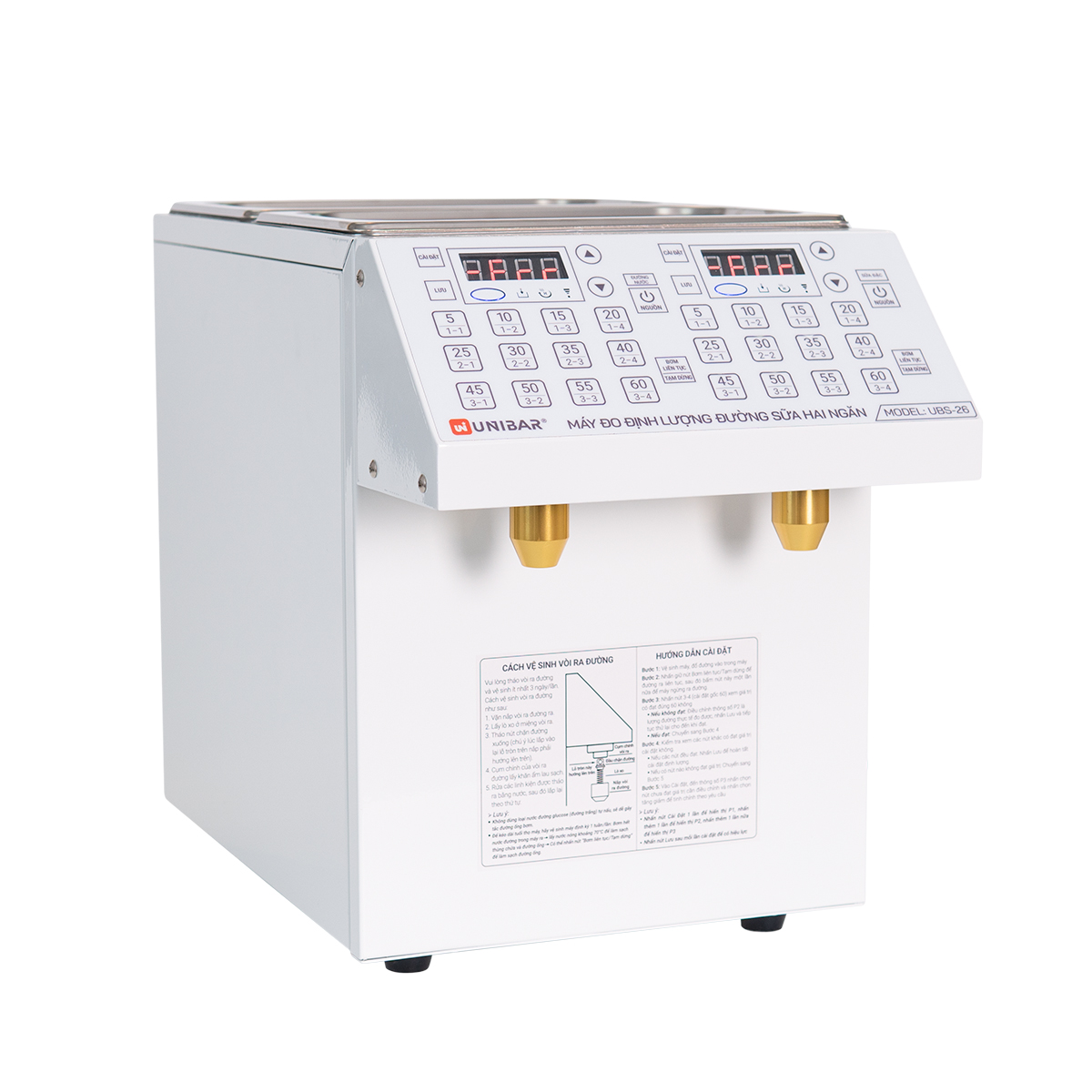 Máy đo định lượng đường sữa hai ngăn Unibar UBS-26 - nền trắng - ảnh 3 Máy đo định lượng đường sữa hai ngăn Unibar UBS-26 - nền trắng - ảnh 3