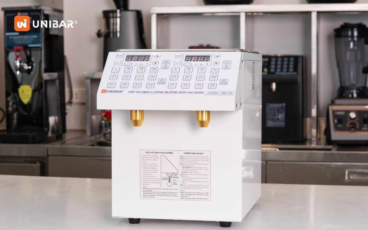 UBS-26 giúp quán đong chính xác đường và sữa đặc cần dùng, tối ưu hiệu suất pha chế và lượng nguyên liệu cần dùng trong ngày