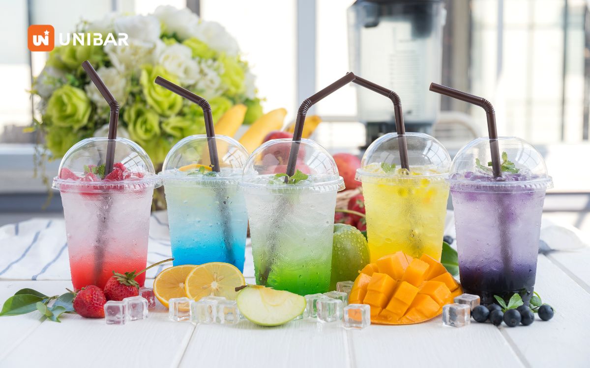Các loại soda hoặc đồ uống sử dụng nền soda không phù hợp để sử dụng với lon nhựa Unibar